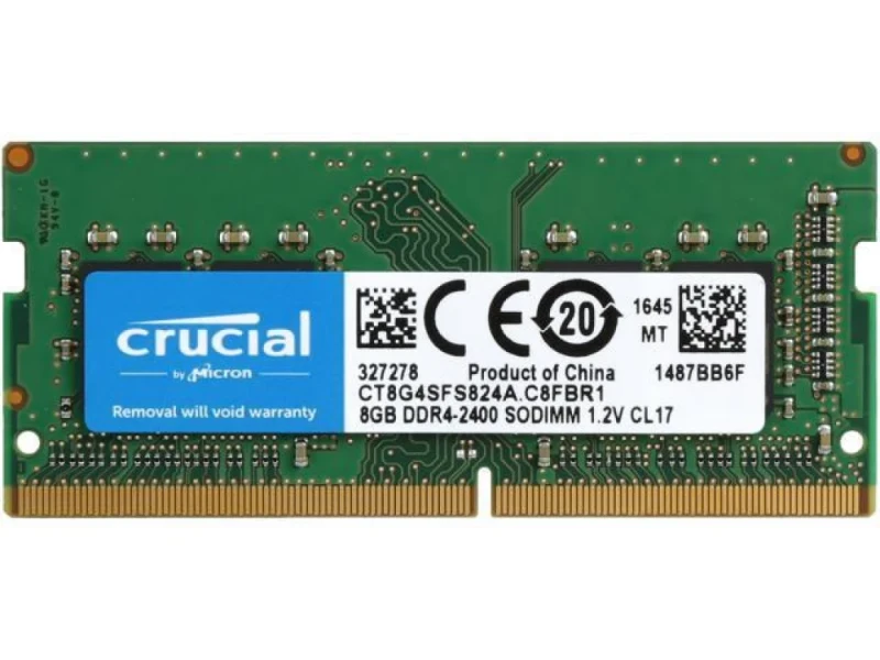 Crucial CT8G4SFS824A 8 GB - 1 x 8GB, DDR4 260-pin SODIMM, 2400MT/s, CL17, Green / Black color - Featured Image