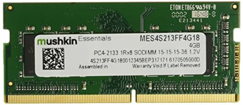 Mushkin Essentials 4 GB - 1 x 4GB, DDR4 260-pin SODIMM, 2133MT/s, CL15, Black / Green color - Featured Image