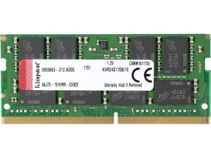 Kingston ValueRAM 16 GB - 1 x 16GB, DDR4 260-pin SODIMM, 2400MT/s, CL17, Green / Black color - Featured Image