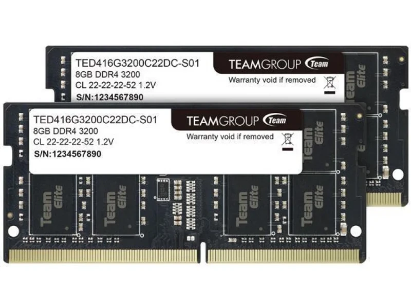 TEAMGROUP Elite 16 GB - 2 x 8GB, DDR4 260-pin SODIMM, 3200MT/s, CL22, Black color - Featured Image