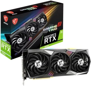 MSI GAMING Z TRIO GeForce RTX 3080 10 GB LHR Graphics Card – NVIDIA RTX 3080 Ampere GPU, 8704 CUDA Cores, 10 GB GDDR6X 320-bit, 19 Gbps Memory, Boost 1830 MHz, PCIe 4.0, Triple-Fan TRI FROZR 2 Cooler, RGB Mystic Light, 323 mm Length, 3x DP 1.4a & HDMI 2.1 Outputs