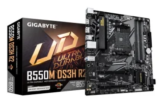 Gigabyte B550M DS3H R2 Micro-ATX AM4 Motherboard – AMD B550 Chipset, Supports Ryzen 3000/4000/5000 Series, 4x DDR4 DIMM (up to 4733 MT/s O.C.), Dual M.2 (PCIe 4.0 & 3.0), Realtek GbE LAN, HDMI & DisplayPort, PCIe 4.0 x16, USB 3.2 Gen1 & USB 2.0 Ports, 24.4 cmx24.4 cm