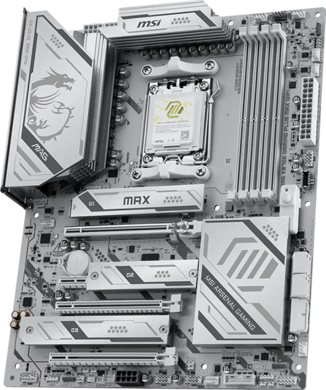 MSI MAG X870E GAMING PLUS MAX WIFI ATX Motherboard – AMD X870E Chipset, AM5 Socket for Ryzen™ 9000/8000/7000 Series, 4x DDR5 DIMM (Up to DDR5-8200 OC), PCIe 5.0 & PCIe 4.0 Expansion, Wi-Fi 7 (802.11be) + Bluetooth 5.4, 5 GbE LAN, USB4 & USB 40 Gbps Type-C, HDMI 2.1, Advanced Frozr Heatsink & 14-Phase Power Design for Gaming & Productivity - Featured Image