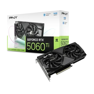 PNY Dual Fan OC GeForce RTX 5060 Ti 16GB Black – NVIDIA Next-Gen GPU, 16GB GDDR6, Boost Clock up to 2650 MHz, Dual-Fan PNY Cooling, Factory Overclock, Ray Tracing & DLSS, PCIe 4.0, HDMI/DP Outputs, 245 mm