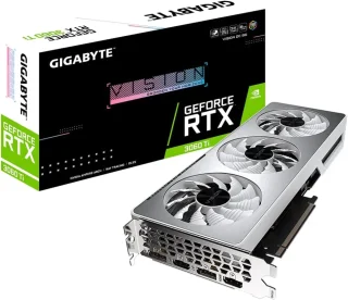 Gigabyte Vision OC GeForce RTX 3060 Ti 8GB GDDR6 PCIe 4.0 Graphics Card – NVIDIA Ampere GPU with 4864 CUDA Cores, 1755 MHz Boost, 256-bit 8 GB Memory, WINDFORCE 3X Triple Fans, 2x HDMI 2.1 & 2x DisplayPort 1.4a, Silver/White 281 mm Gaming GPU