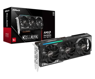 ASRock Challenger Radeon RX 9070 16GB Black/Silver – AMD RDNA GPU, 16GB GDDR6, Boost Clock up to 2700 MHz, Triple-Fan Challenger Cooling, PCIe 4.0, HDMI/DP Outputs, High-Performance Gaming, 290 mm