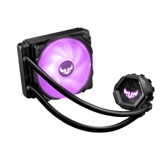 ASUS TUF Gaming LC 120 RGB All-in-One 120mm Liquid CPU Cooler (90RC0081-M0UAY0) – AIO Liquid Cooling System with RGB Aura Sync, 120mm PWM Radiator Fan, Aluminum Radiator, Copper Water Block, Reinforced Sleeved Tubing, Compatible with Intel & AMD Sockets, Low-Noise Design