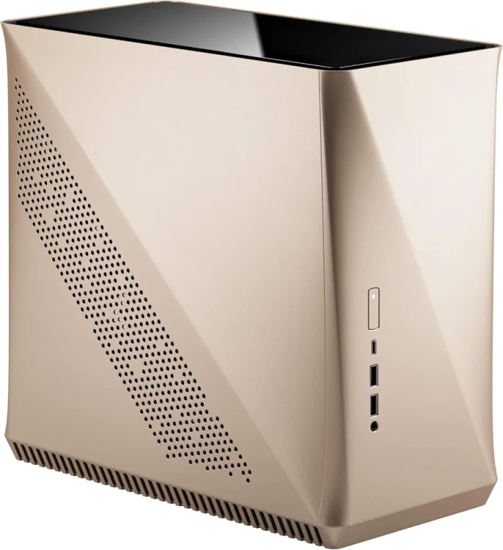 Fractal Design Era ITX Gold TG Compact Mini-ITX PC Case – Elegant Mini-ITX Aluminum & Tempered Glass Case, Supports ATX/SFX/SFX-L PSU, Up to 295 mm GPU, Multiple Fan & Radiator Mounts (120/240 mm), Front USB-C & USB-A Ports, Excellent Airflow & Tool-less Panels, Gold Tempered-Glass Top - Featured Image