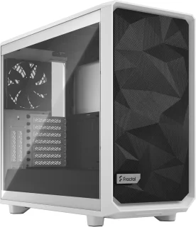 Fractal Design Meshify 2 White Windowed Mid Tower Case – High-Airflow ATX PC Chassis with Tempered Glass Side Panel, E-ATX/ATX/mATX/Mini-ITX Support, Mesh Front Panel, Up to 360/420 mm Radiator Support, USB-C & USB-A Front I/O, Spacious Dual-Layout Interior for Gaming & Workstation Builds