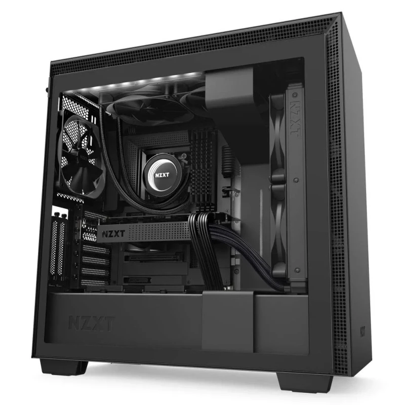 NZXT H710i Matte Black ATX Mid-Tower PC Case – Premium Steel & Tempered Glass Chassis with USB-C Front I/O, Vertical GPU Mount, Integrated Smart Device V2 Fan & RGB Control, Supports E-ATX/ATX/Micro-ATX/Mini-ITX, Up to 360 mm Radiators, Cable Management Bar & Spacious Interior for Gaming & Workstation Builds - Featured Image