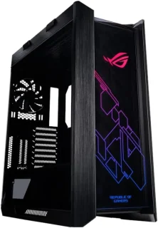 ASUS ROG Strix Helios GX601 Black ATX/E-ATX Mid-Tower Gaming Case – Premium Tempered Glass & Brushed Aluminum PC Chassis with Built-In Aura Sync RGB, Support for ATX/mATX/ITX/E-ATX Boards, Up to 420 mm Radiator Cooling, USB-C + Multi USB Front I/O, Integrated GPU Braces & Carry Handles for Showcase Builds