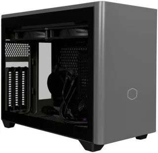 Cooler Master MasterBox NR200P MAX Mini-ITX Case – Compact Small Form Factor PC Chassis with Pre-Installed 280 mm AIO Cooler & 850 W Gold PSU, Vertical GPU Support up to 336 mm, Tempered Glass & Mesh Panels, USB-A Front I/O, Flexible Cooling & Storage Options
