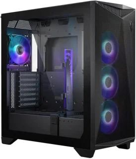 MSI MPG Gungnir 300R Airflow Mid-Tower Gaming PC Case – BlackTempered Glass RGB Chassis with High-Airflow Mesh, Supports E-ATX/ATX/mATX/Mini-ITX Boards, USB-C + USB-A Front I/O, Pre-Installed ARGB Fans, Up to 360 mm Radiator Support & Vertical GPU Mount for Custom Builds