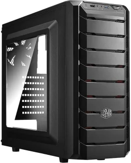 Cooler Master CMP-500 Mid-Tower ATX Gaming PC Case with Built-In Elite V3 600W Power Supply – Black Steel/Plastic Chassis, Left Transparent Side Panel, Supports ATX/Micro-ATX/Mini-ITX, 2x120 mm+1x120 mm Fans Included, Radiator Support (120/140/240 mm), Front USB 3.0 & USB 2.0 Ports – Budget Gaming Combo