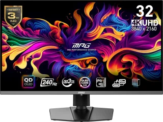 MSI MPG 321URX QD-OLED 31.5″ 4K UHD 240 Hz Gaming Monitor – 31.5″ 3840x2160 QD-OLED Panel, 240 Hz Refresh, 0.03 ms GtG Response, VESA DisplayHDR True Black 400, AMD FreeSync Premium Pro & G-SYNC Compatible, HDMI 2.1 x 2, DP 1.4, USB-C 90 W PD, Adjustable Stand & KVM