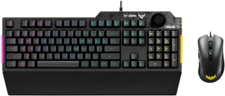 ASUS TUF Gaming CB02 Wired USB Gaming Keyboard & Mouse Combo – Full-Size K1 RGB Membrane Keyboard with 5-Zone Aura Sync Backlit, Dedicated Volume Knob, Spill-Resistant Frame & Detachable Wrist Rest + TUF Gaming M3 Wired RGB Optical Mouse with 7,000 DPI & 7 Programmable Buttons, Armoury Crate Support