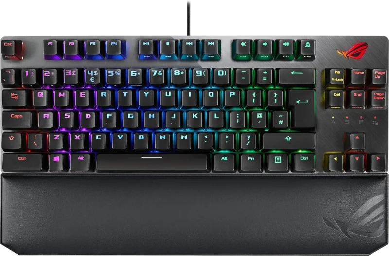 ASUS ROG Strix Scope TKL Wired USB Gaming Keyboard – Tenkeyless 80% Mechanical RGB Gaming Keyboard with Cherry MX RGB Switches, Detachable Braided USB-C Cable, Per-Key Aura Sync Backlight, Aluminum Frame, Enlarged Ctrl Key for FPS, Stealth & Media Functions, USB-A Connection - Featured Image