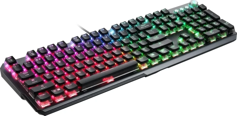 MSI VIGOR GK71 SONIC Red RGB Mechanical Gaming Keyboard – Full-Size Wired USB Gaming Keyboard with MSI Sonic Red Linear Switches (35g Actuation), Per-Key Mystic Light RGB Backlit, Hybrid 6+N Key Rollover, Memory Foam Wrist Rest, Smart Dual-Touch Volume & Media Controls, USB-A - Featured Image