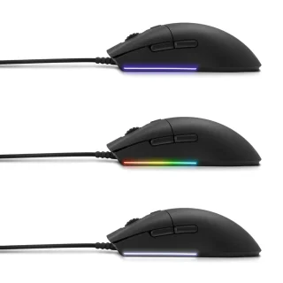 NZXT Lift Ambidextrous Optical Wired Gaming Mouse – Black Lightweight 67 g PixArt 3389 Sensor (up to 16,000 DPI), USB Paracord Cable, Omron Mechanical Switches, Ambidextrous Design, 500/1000 Hz Polling, RGB Skirt Lighting, CAM Software Custom Profiles, Compact 126.8 x 67.23 x 38.35 mm