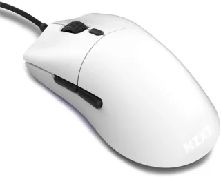 NZXT Lift Ambidextrous Wired Optical Gaming Mouse White – Lightweight 67 g PixArt 3389 High-Precision Sensor (Up to 16,000 DPI), Omron Mechanical Switches, RGB Skirt Lighting, Low-Drag Paracord Cable, Ambidextrous Design with 6 Programmable Buttons, 500/1000 Hz Polling, CAM Software Support