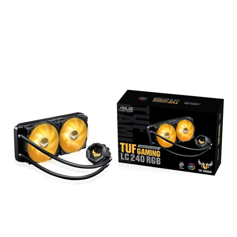 ASUS TUF LC 240 ARGB (90RC00G1-M0UAY0) – 240 mm AIO Liquid CPU Cooler with Dual 120 mm TUF Gaming ARGB Radiator Fans (800–2000 RPM, 67 CFM, 3 mm H₂O), Aura Sync ARGB Lighting, Reinforced Sleeved Tubing (380 mm), Aluminum Radiator (272x121x27 mm), Copper Cold Plate, Intel & AMD Socket Support for High-Performance Gaming Builds - Featured Image
