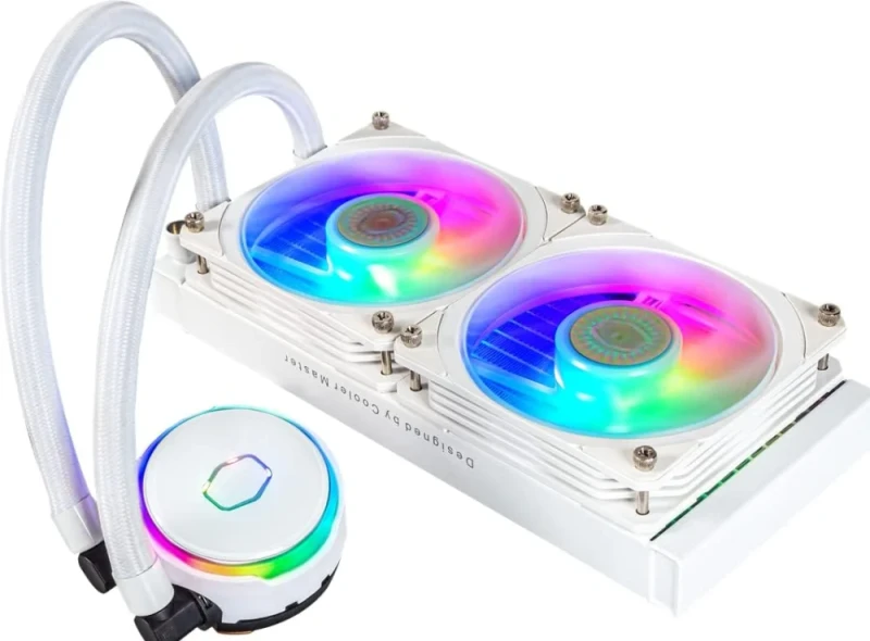 Cooler Master MasterLiquid PL240 Flux White Edition (MLY-D24M-A23PZ-RW) – 240 mm All-in-One Liquid CPU Cooler with Dual 120 mm ARGB PL-Flux PWM Fans, Dual-Chamber Pump, Slim Aluminum Radiator (277x119.6x27.2 mm), Addressable Gen 2 RGB, Intel & AMD Socket Support High-Performance Water Cooling System - Featured Image