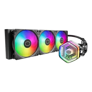 Cooler Master MasterLiquid 360 Atmos ARGB (MLX-D36M-A25PZ-R1) – 360 mm AIO Liquid CPU Cooler with Triple SickleFlow Edge 120 mm ARGB PWM Fans (690–2500 RPM, 70.7 CFM), Dual-Chamber Pump with Customizable ARGB Gen 2 Lighting & 3D-Printable Top Cover, Aluminum Radiator (394x119.6x27.2 mm), Intel & AMD Socket Support