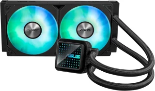 ASUS PRIME LC 240 ARGB (90RC0111-B0EAY0) – 240 mm All-in-One Liquid CPU Cooler with Dual 120 mm PWM ARGB Fans (600–2200 RPM, 75.7 CFM), Infinity Mirror Pump Cap with Aura Sync Lighting, 400 mm Sleeved Tubing, Aluminum Radiator (277x120x27 mm), Intel & AMD Socket Support High-Performance Cooling System