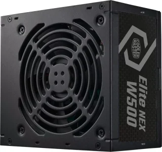 Cooler Master Elite NEX W500 230V ATX Power Supply – 500W, 80 PLUS White Efficiency, Active PFC, 120mm Silent Fan, ATX12V v2.41, Non-Modular Cables, 24-Pin ATX, 4+4 CPU, 2x PCIe 6+2, 5x SATA, 3x Molex, UK Power Cable