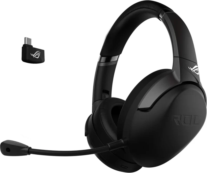 ASUS ROG Strix Go 2.4 Wireless Gaming Headset – 2.4GHz USB-C Low-Latency Wireless, 40mm Neodymium Drivers, AI Noise-Canceling Microphone, 25-Hour Battery, Foldable Lightweight Design, USB-C/USB-A Adapter & 3.5mm Support for PC, Mac, PS5, PS4, Nintendo Switch - Featured Image