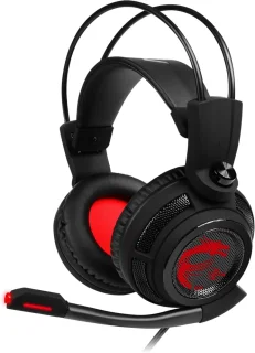 MSI DS502 Gaming Headset – USB Wired Gaming Headphones with Virtual 7.1 Surround Sound, 40mm Drivers, 20Hz–20kHz Frequency Response, Omnidirectional Boom Microphone, Inline Smart Audio Controller, LED Ear Cups, Self-Adjusting Headband for PC