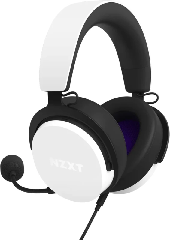 NZXT Relay Wired Closed-Back Gaming Headset V2 White (AP-WCB40-W2) – 40mm Neodymium Drivers, Hi-Res Audio 20Hz-40kHz, DTS Headphone:X Spatial Audio, Detachable Cardioid Microphone, Memory Foam Ear Cushions, 3.5mm Cable with USB Adapter, PC/Mac/PS/Xbox/Switch Compatible - Featured Image