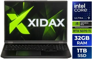 Xidax XMT-7 16″ Gaming Laptop Black ACD Magnesium Metal, 16″ WQXGA (2560x1600) 300 Hz Display, Intel Core Ultra 9-275HX, NVIDIA GeForce RTX 5070 Ti 12GB Laptop GPU, 32GB DDR5 RAM, 1TB NVMe SSD, Wi-Fi 7 BE200, TP Glass, FHD + IR Webcam, 4-Cell 80W Battery, Windows 11 Home Advanced