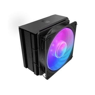 Cooler Master Hyper 212 3DHP Black ARGB CPU Air Cooler MAY-T2HP-217PA-R1 – 2x 3D Heat Pipes, 120 mm PWM Mobius Fan with Addressable RGB Lighting, 63.1 CFM Airflow, 2050 RPM, Loop Dynamic Bearing, Black Aluminum Fins, Intel LGA1851/1700/1200/115x & AMD AM5/AM4 Socket Support, Includes Thermal Paste