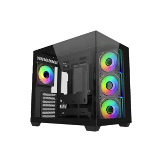 Cooler Master Elite 681 ATX Mid-Tower PC Case E681-KHNN-S00, Dual Tempered Glass Panels, 4x ARGB PWM Fans (3 Side Reverse + 1 Rear), USB-C 20Gbps & Dual USB-A 3.0 Front I/O, Supports ATX/Micro-ATX/Mini-ITX, 360mm Radiator Support, GPU Clearance up to 410mm