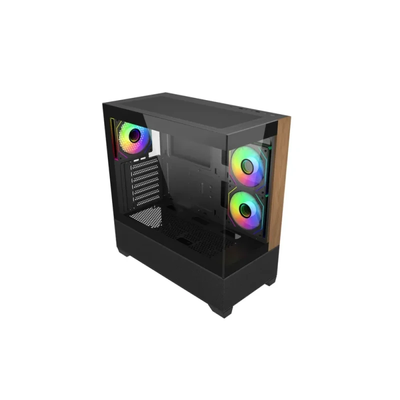 Cooler Master Elite 690 Wood ATX Mid-Tower PC Case E690-KHNN-S00, Tempered Glass Side Panel, Wood Front Accent, 3x 120mm ARGB Fans Pre-Installed, USB-C 20Gbps & Dual USB-A 3.0 Front I/O, Supports ATX/Micro-ATX/Mini-ITX, 360mm Radiator Support, GPU Clearance up to 425mm - Featured Image