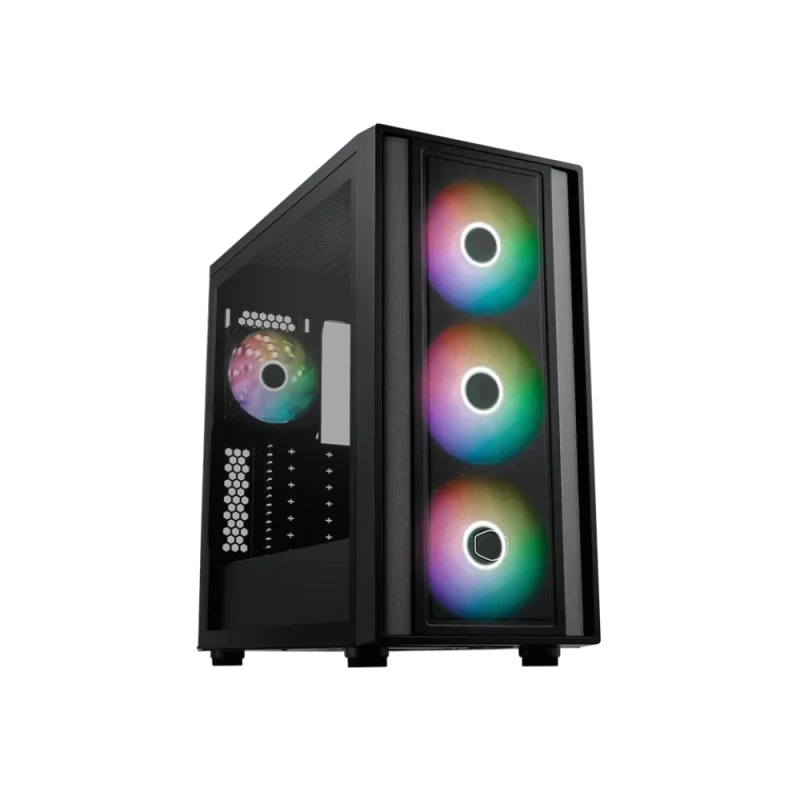 Cooler Master MasterBox 600 ARGB ATX Mid Tower PC Case (MB600-KGNN-S00) – Tempered Glass Side Panel, Mesh Front Panel, 3x 140mm ARGB Front Fans + 1x 120mm Rear Fan, USB-C 3.2 Gen2 & Dual USB-A 3.2, Supports E-ATX/ATX/mATX/ITX, 410mm GPU Clearance, 170mm CPU Cooler Clearance, 420mm Radiator Support - Featured Image