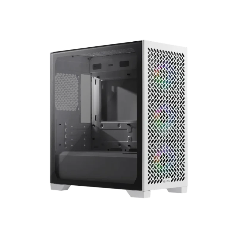 Cooler Master Elite 302 White Micro-ATX Mini Tower PC Case (E302-WGNN-S00) – Tempered Glass Side Panel, 3x 120mm ARGB Fans Pre-Installed, USB 3.2 Gen1 Type-C & Type-A, Mesh Intake Front Panel, Supports mATX/Mini-ITX, 360mm Radiator Support, 365mm GPU Clearance, Dust Filters - Featured Image