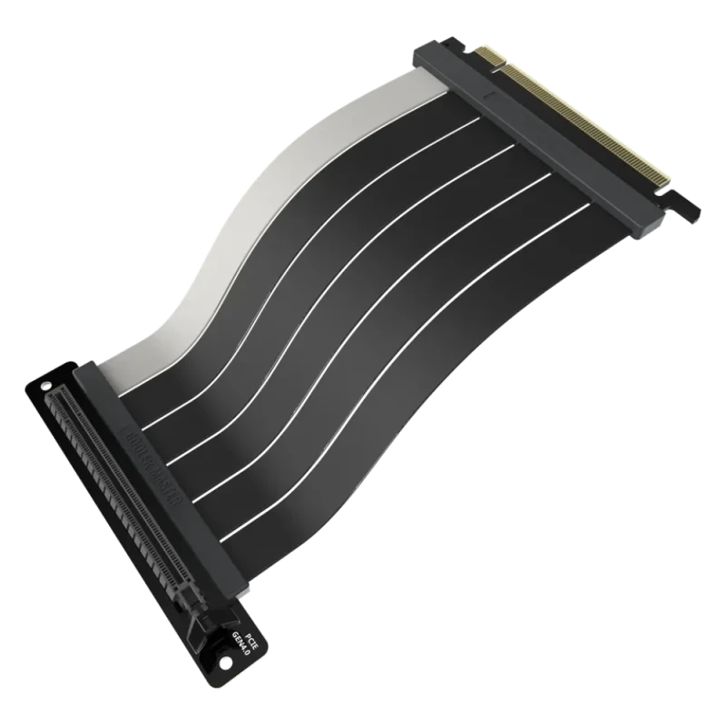 Cooler Master MasterAccessory PCIe 4.0 x16 Riser Cable 200mm (MCA-U000C-KPCI50-200) – PCI-E x16 Male to 90° Female, 30AWG Tinned Copper Wires, EMI Shielded, Gold-Plated Contacts, Flexible TPE Sleeving, Protective ABS Casing, Vertical GPU Mount Compatible - Featured Image