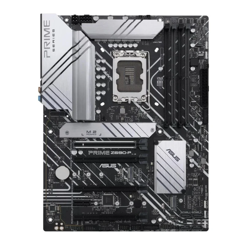 ASUS PRIME Z690-P ATX Motherboard – Intel LGA 1700 Socket, Supports 12th/13th Gen Intel Core, DDR4 Memory up to 5333MHz (OC), 3x M.2 Slots, 6x SATA 6Gb/s, USB 3.2 Gen2, PCIe 5.0 x16, HDMI/DVI, Realtek 2.5Gb LAN, Robust Power Design - Featured Image