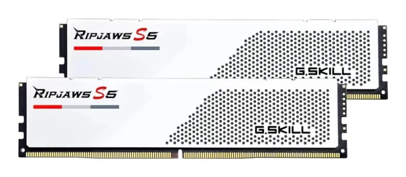 G.Skill Ripjaws S5 64 GB - 2 x 32GB, DDR5 288-pin DIMM, 6000MT/s, CL28, White color - Featured Image