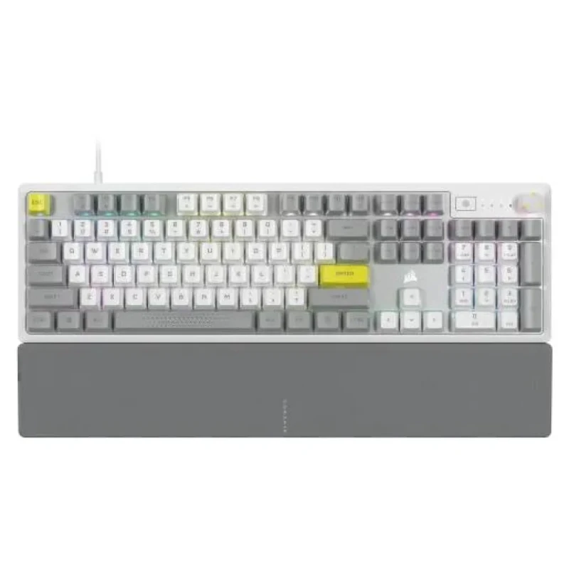 Corsair K70 CORE SE RGB w/Palmrest - Gaming Wired Keyboard, Corsair MLX Red Linear Switches, RGB Backlit, White / Gray Color - Featured Image