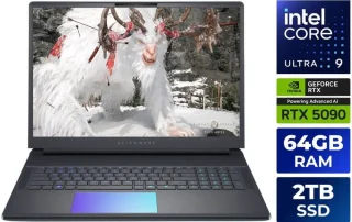 Dell Alienware 18 Area-51 18" Gaming Laptop – 2.5K WQXGA (2560x1600) 300Hz IPS Display, Intel Core Ultra 9 275HX 24-Core CPU, NVIDIA GeForce RTX 5090 24GB GDDR7, 64GB DDR5 RAM, 2TB PCIe Gen4 SSD, Wi-Fi 7, Killer Ethernet, Thunderbolt, RGB Keyboard, Windows 11 Home, Liquid Teal