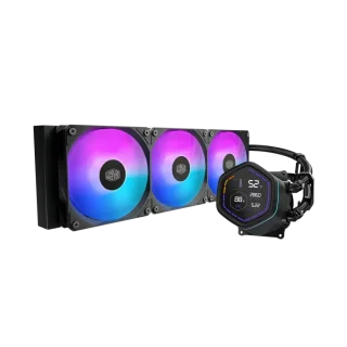 Cooler Master MasterLiquid Core Nex Digital 360 ARGB AIO Liquid CPU Cooler - 360mm Aluminum Radiator, 3x 120mm ARGB Fans (650–1750 RPM, 71.9 CFM, 1.86 mmH2O), LED Digital Display Pump, Dual Chamber Pump 3200 RPM, Intel LGA1851/1700/1200/115x & AMD AM5/AM4 Support