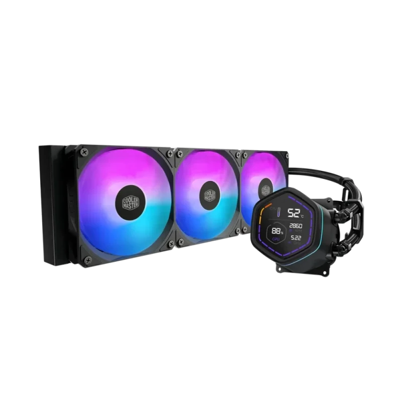 Cooler Master MasterLiquid Core Nex Digital 360 ARGB AIO Liquid CPU Cooler - 360mm Aluminum Radiator, 3x 120mm ARGB Fans (650–1750 RPM, 71.9 CFM, 1.86 mmH2O), LED Digital Display Pump, Dual Chamber Pump 3200 RPM, Intel LGA1851/1700/1200/115x & AMD AM5/AM4 Support - Featured Image