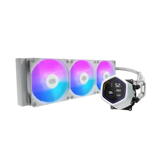 Cooler Master MasterLiquid Core Nex Digital 360 White ARGB AIO CPU Liquid Cooler - 360mm Aluminum Radiator, Triple 120mm ARGB Fans (650–1750 RPM, 71.9 CFM), Digital Display Pump with Dual Chamber Design, 3200 RPM Pump Speed, Intel LGA1851/1700/1200/115x & AMD AM5/AM4 Compatible