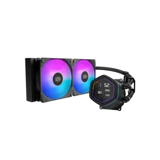 Cooler Master MasterLiquid Core Nex Digital 240 ARGB AIO CPU Liquid Cooler, 240mm Aluminum Radiator, Dual 120mm ARGB PWM Fans (650–1750 RPM, 71.9 CFM), LED Digital Pump Display, Rifle Bearing Fans, Intel LGA1851/1700/1200/115x & AMD AM5/AM4 Compatible – MLX-D24M-A18PA-RD