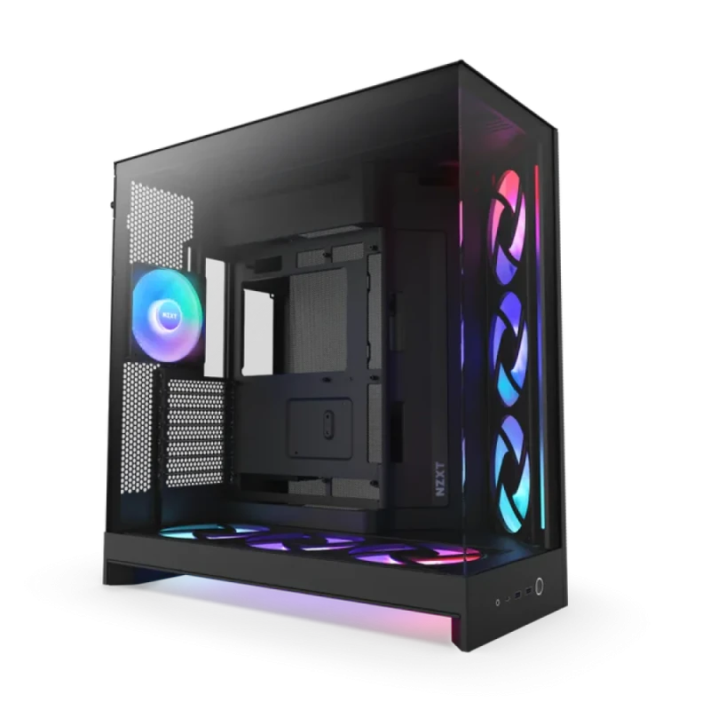 NZXT H9 Flow RGB+ Mid-Tower ATX Case Black (CM-H92FB-P1) – Dual-Chamber Design, Tempered Glass Panels, RGB Lighting Controller, 4 RGB Fans Included, E-ATX Support, USB-C Front I/O, 420mm Radiator Support, High-Airflow Gaming PC Case - Featured Image