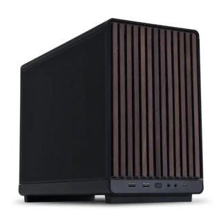 Lian Li A3-mATX Wood Edition Black (A3-MATX-WD BLACK) – Compact Micro-ATX PC Case, Real Wood Front Panel, Tempered Glass Side Panel, High-Airflow Mesh Design, Supports 360mm Radiator, USB-C Front I/O, Premium Small Form Factor Gaming Case