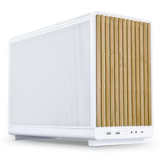 Lian Li A3-mATX Wood Edition White (A3-MATX-WD WHITE) – Compact Micro-ATX PC Case, Real Wood Front Panel, Tempered Glass Side Panel, High-Airflow Mesh Design, 360mm Radiator Support, USB-C Front I/O, Premium SFF Gaming Case